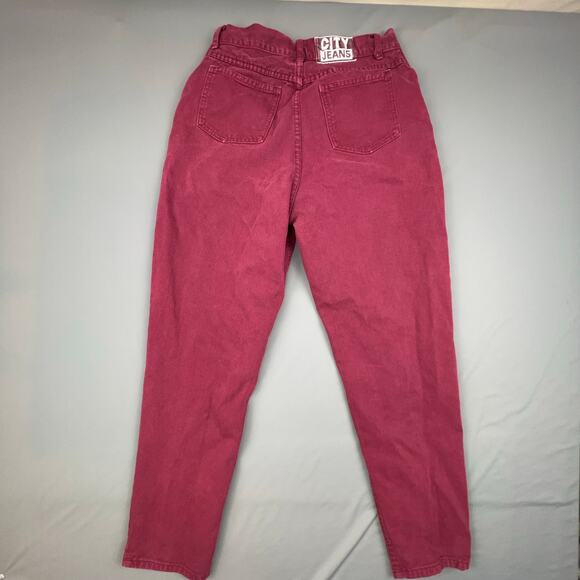 City Jeans High Rise Mom Jeans | Size 12 Red Tapered | Made in USA - Picture 2 of 12